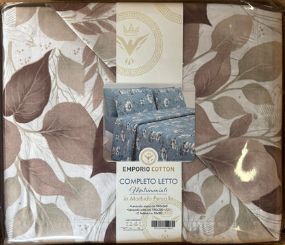Completo letto matrimoniale Emporio Cotton in percalle