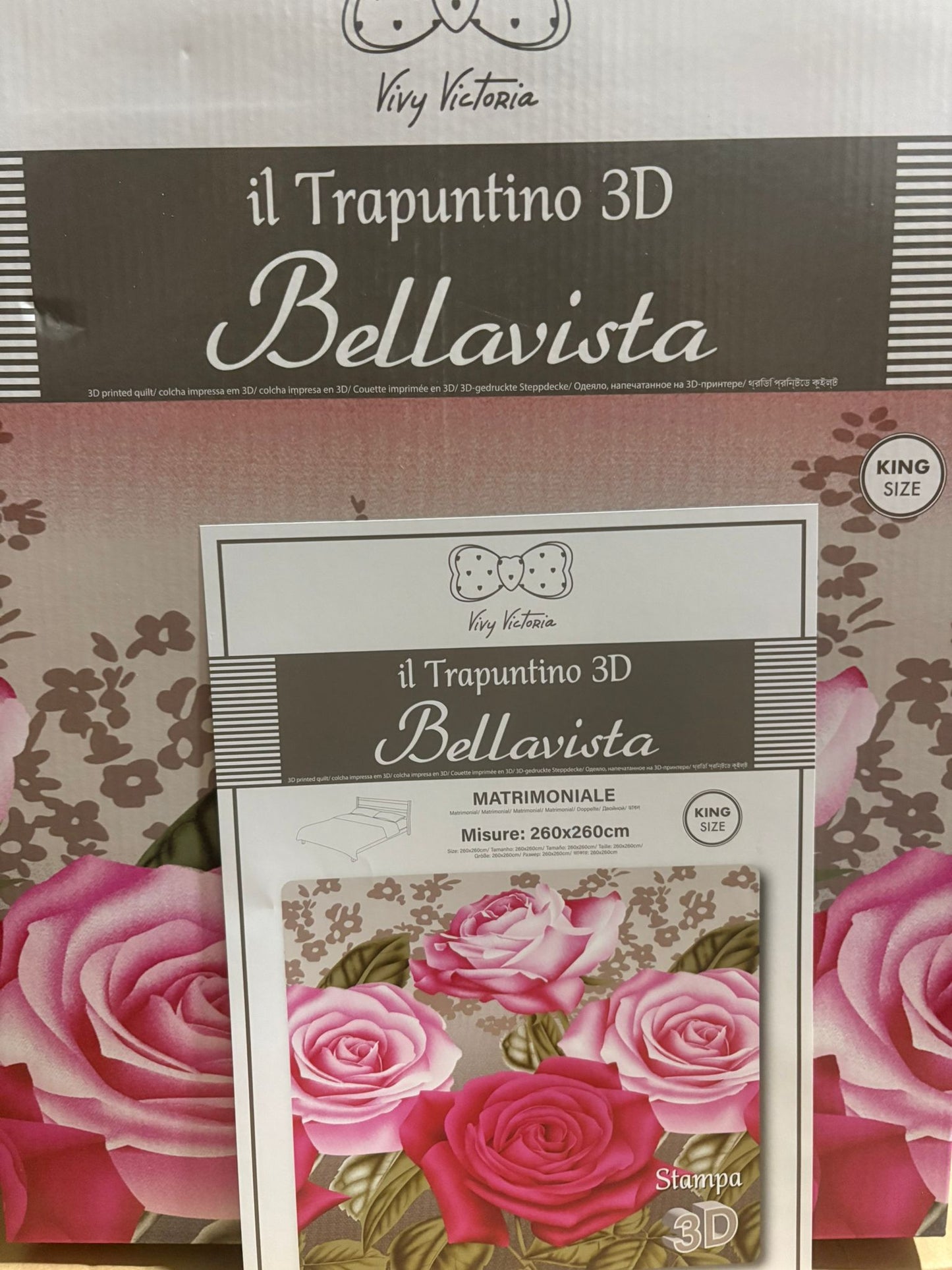 Trapuntino matrimoniale 3D in scatola  Art. BELLAVISTA