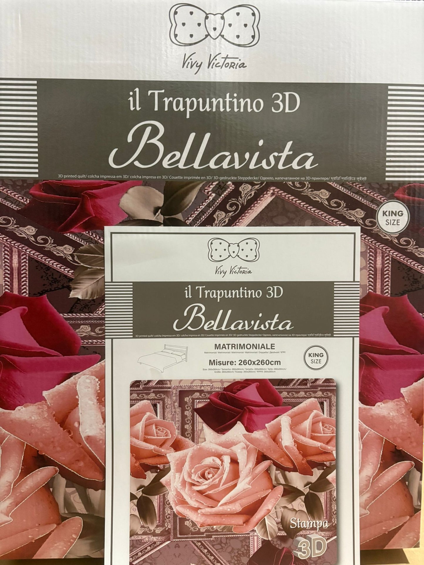Trapuntino matrimoniale 3D in scatola  Art. BELLAVISTA
