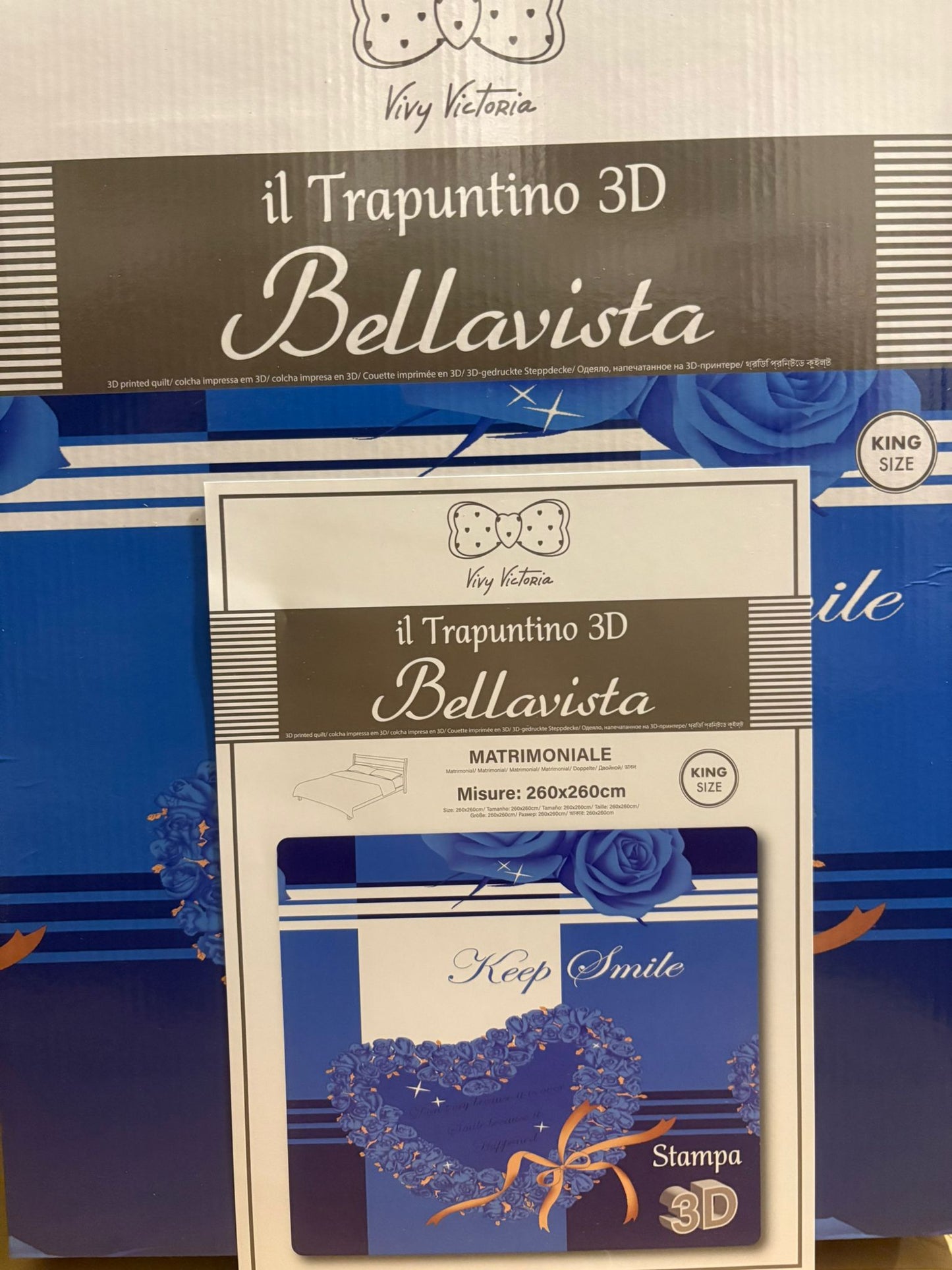 Trapuntino matrimoniale 3D in scatola  Art. BELLAVISTA