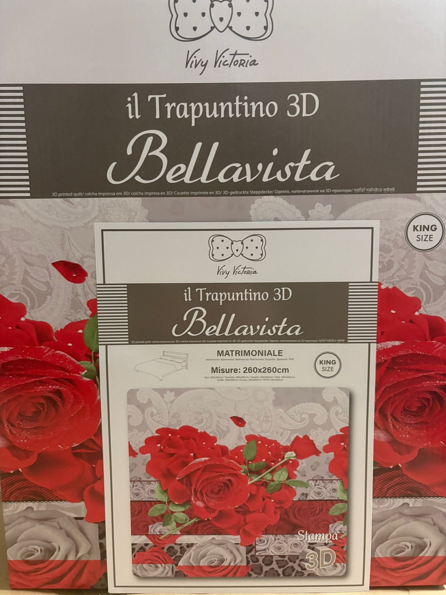 Trapuntino matrimoniale 3D in scatola  Art. BELLAVISTA