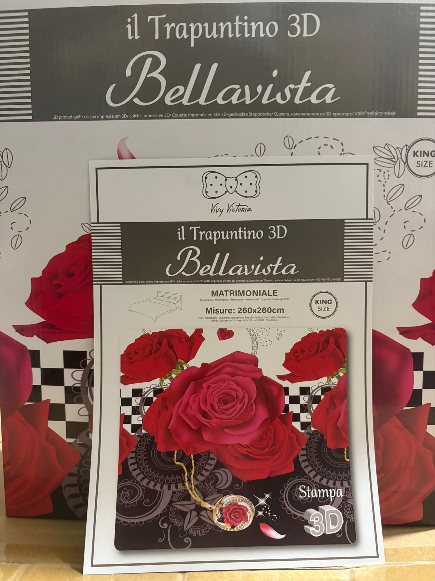 Trapuntino matrimoniale 3D in scatola  Art. BELLAVISTA