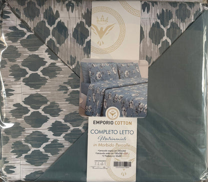 Completo letto matrimoniale Emporio Cotton in percalle