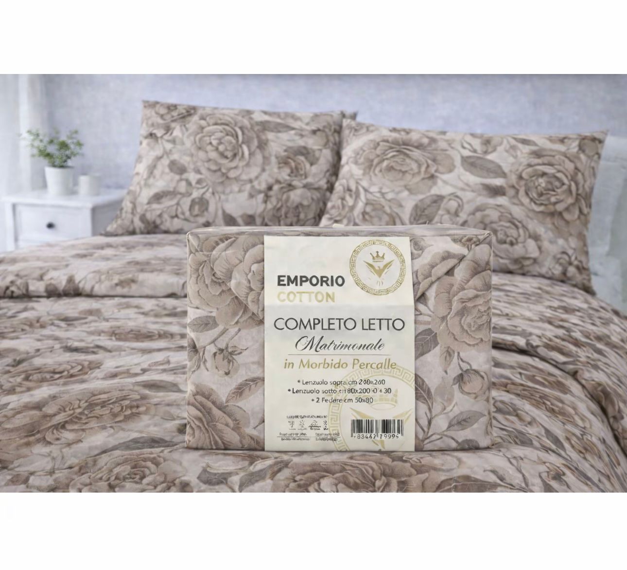 Completo letto matrimoniale Emporio Cotton in percalle