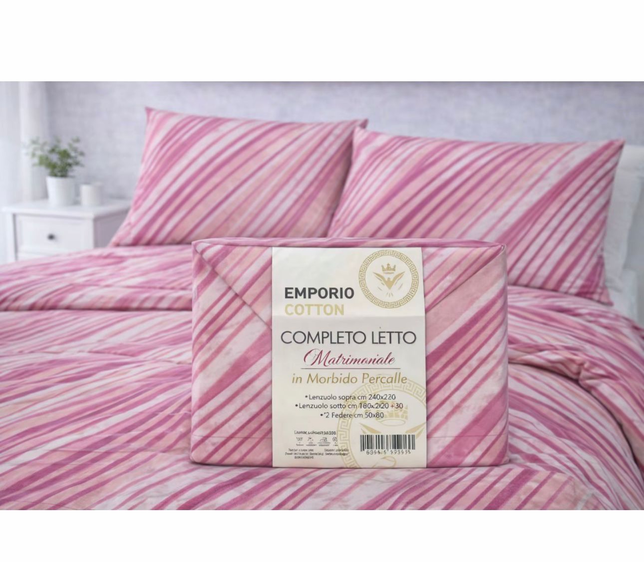 Completo letto matrimoniale Emporio Cotton in percalle