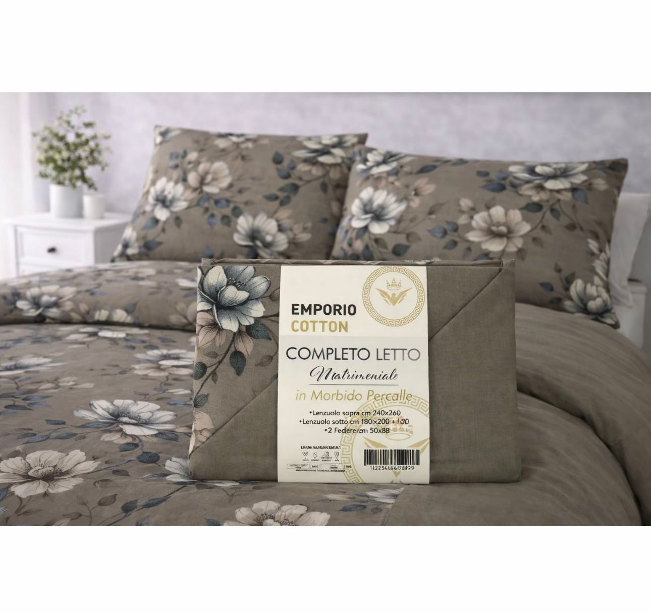 Completo letto matrimoniale Emporio Cotton in percalle
