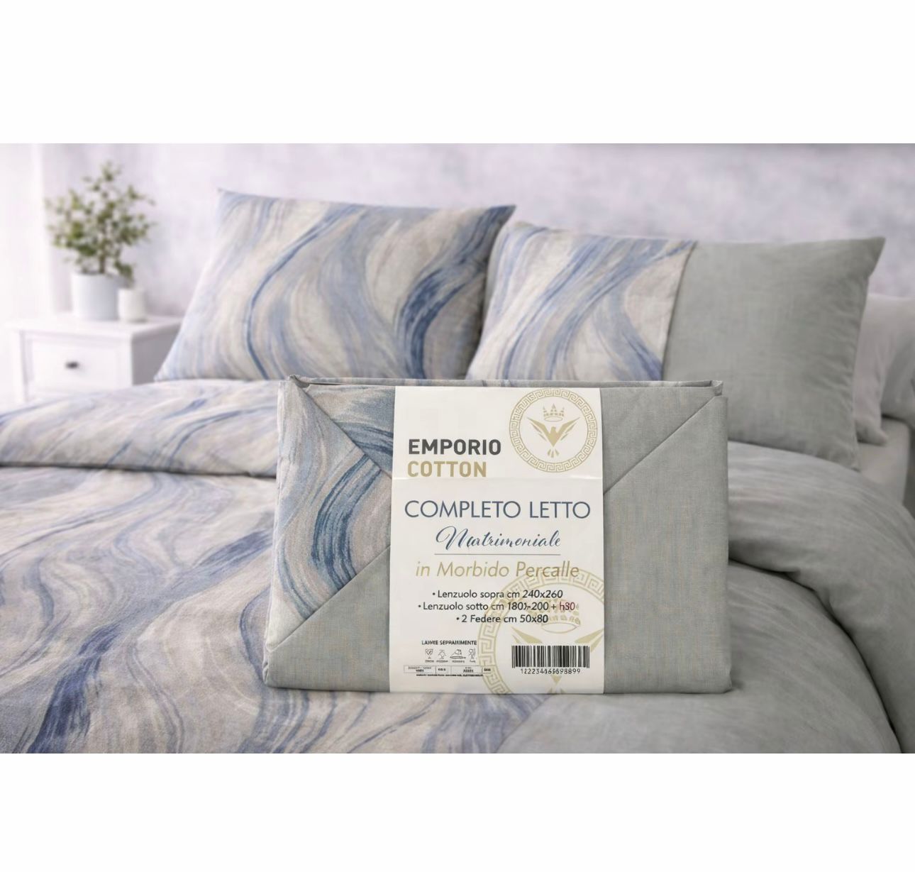 Completo letto matrimoniale Emporio Cotton in percalle