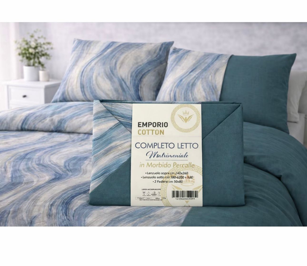 Completo letto matrimoniale Emporio Cotton in percalle