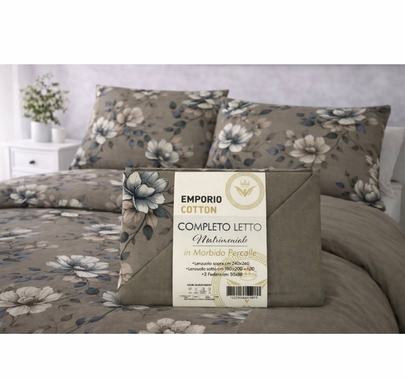 Completo letto matrimoniale Emporio Cotton in percalle