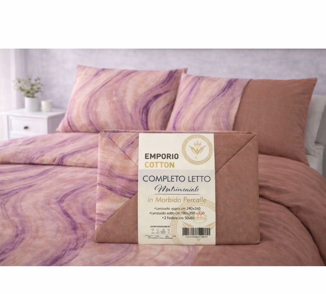 Completo letto matrimoniale Emporio Cotton in percalle