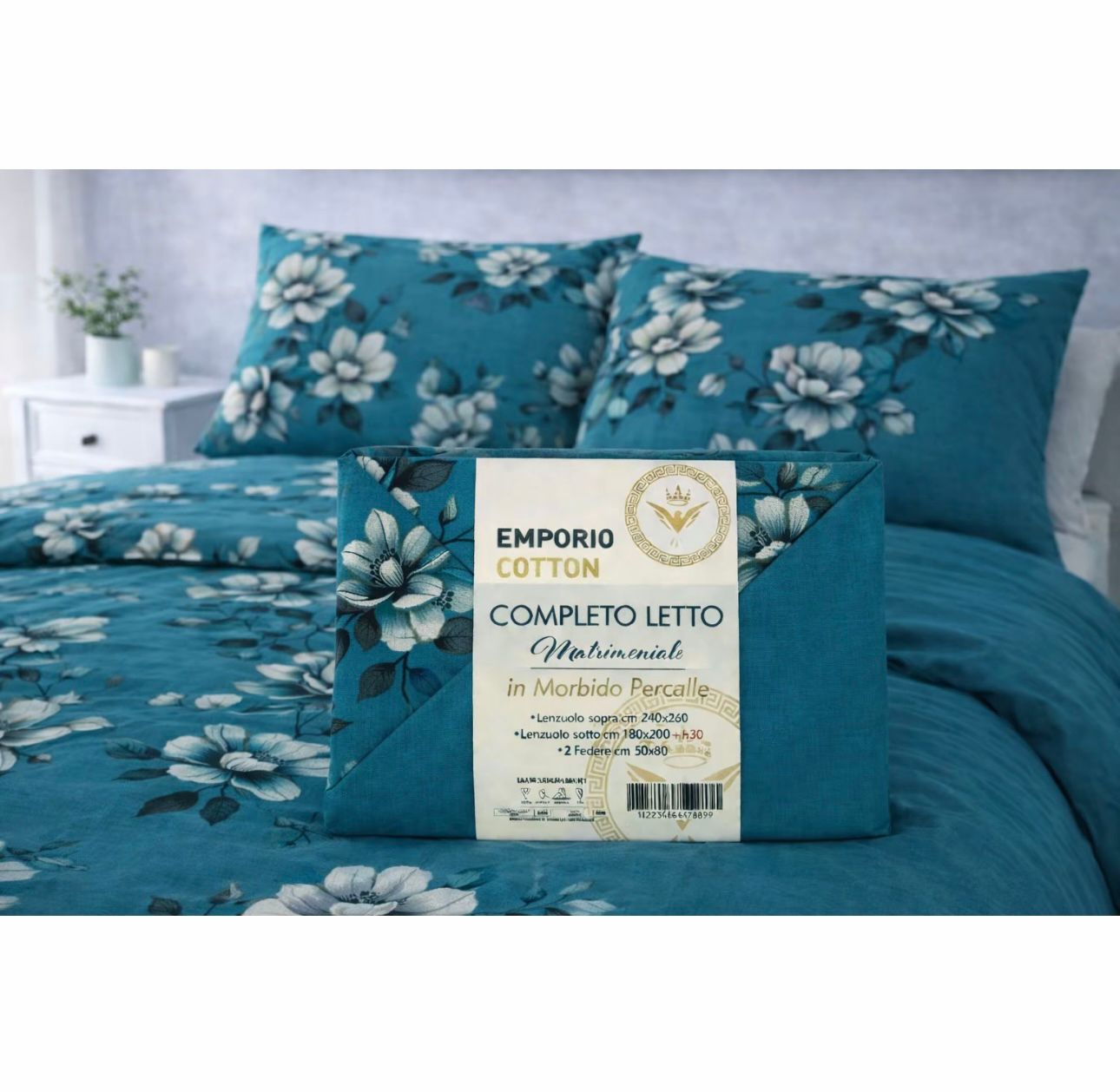 Completo letto matrimoniale Emporio Cotton in percalle