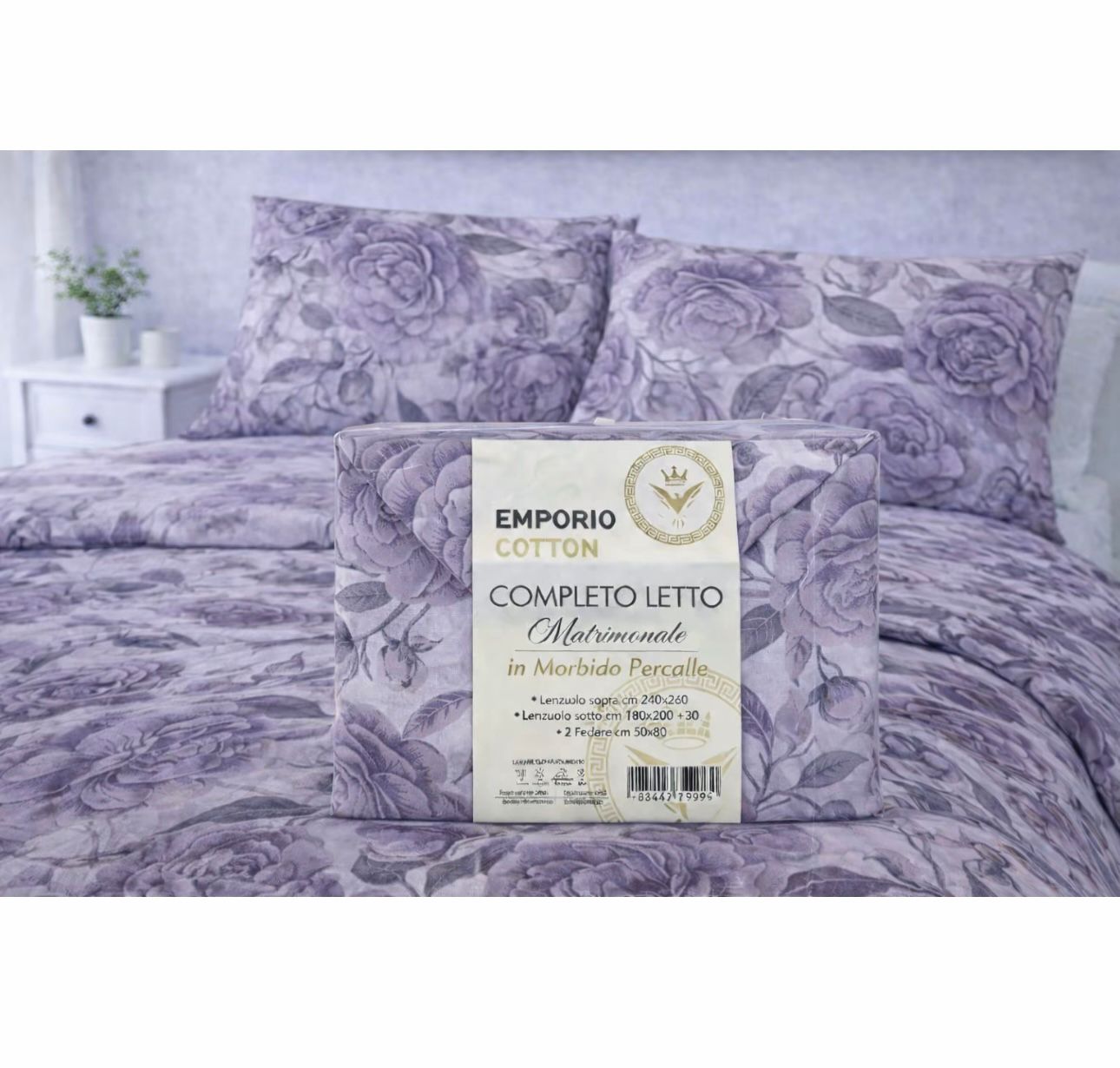 Completo letto matrimoniale Emporio Cotton in percalle