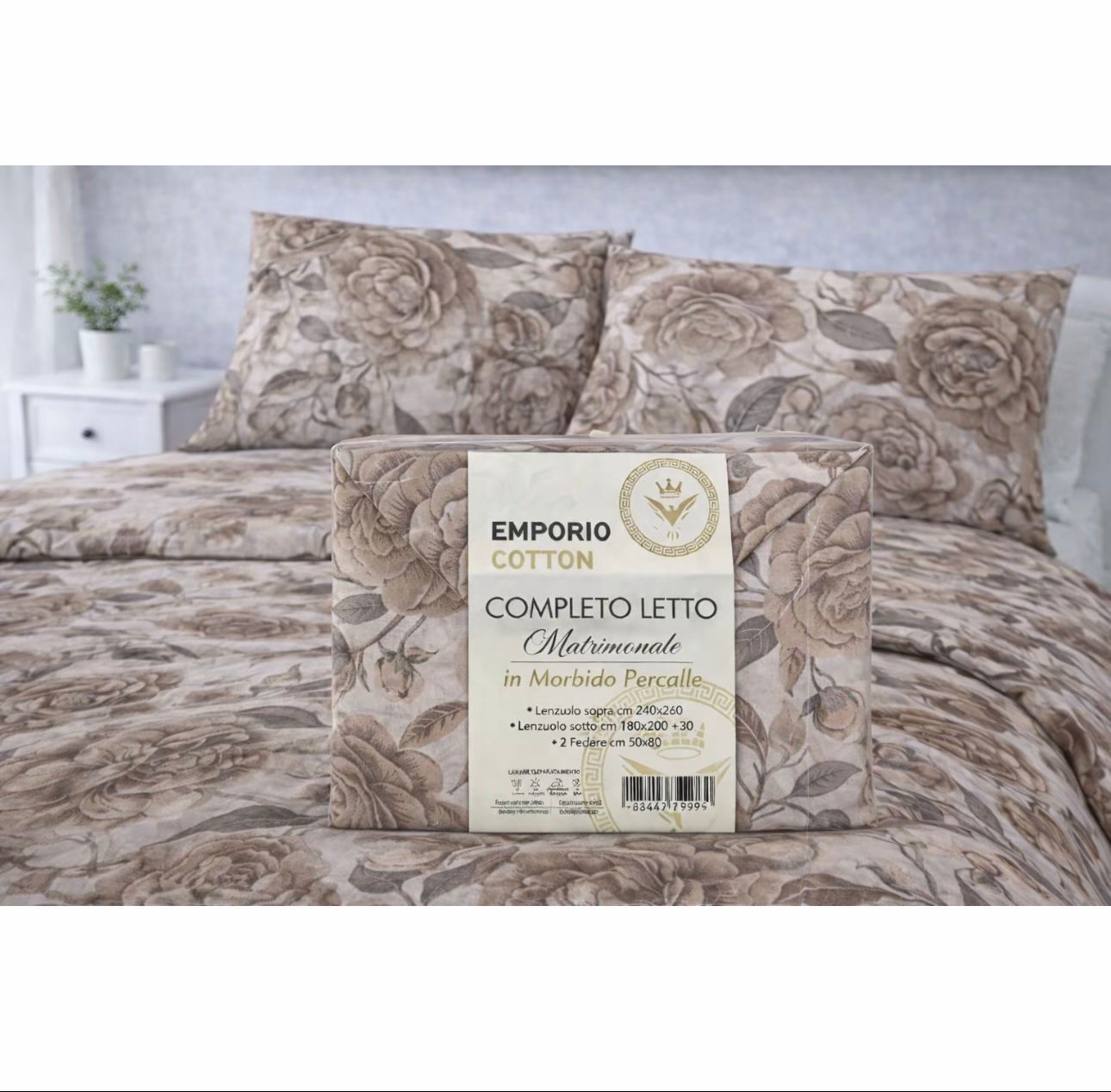 Completo letto matrimoniale Emporio Cotton in percalle