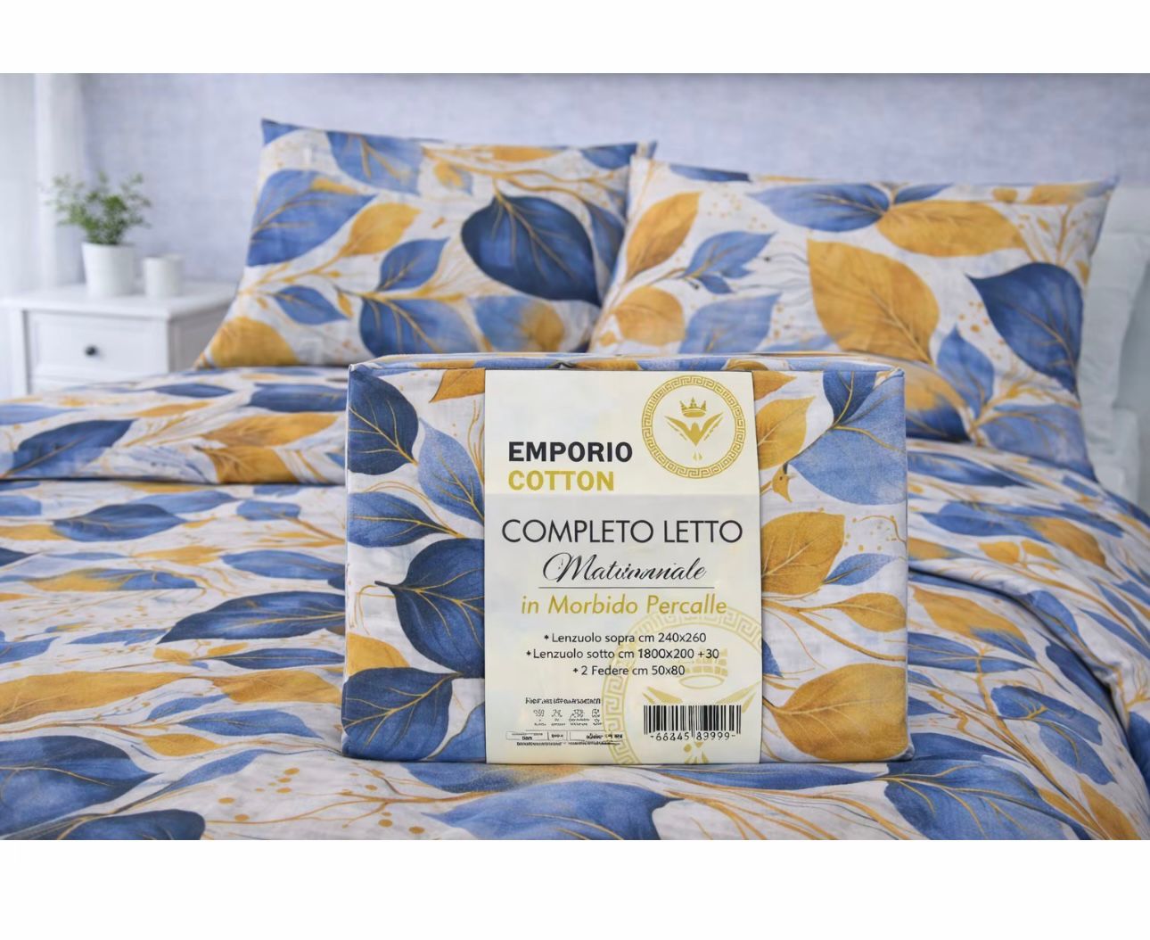 Completo letto matrimoniale Emporio Cotton in percalle
